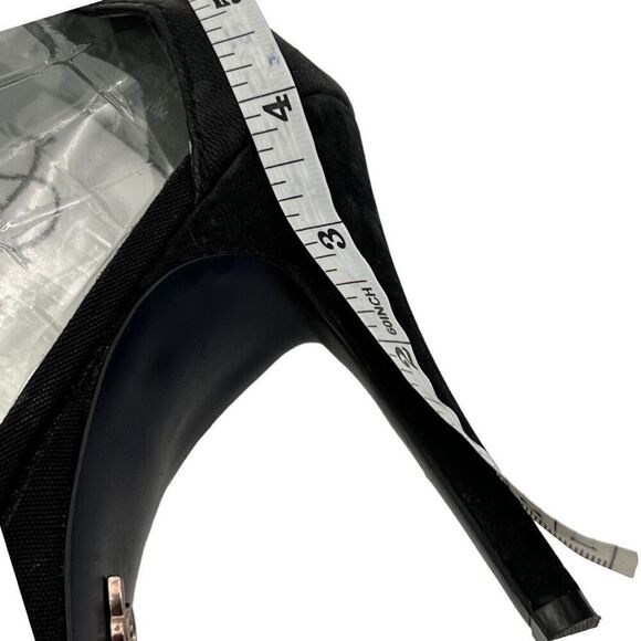 Rachael Rachael Roy Black Suede 4” Heels Open Toe | Chain Details size 10 Sexy - Picture 6 of 11